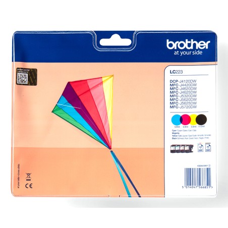 Brother Ink B/C/M/Y, 11ml Blister (LC-223VALBP)